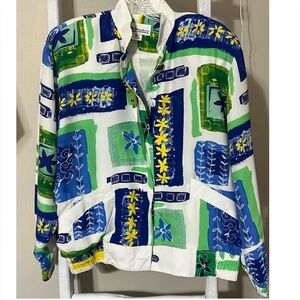 148. Helena Designer Blue/Green Jacket • Med Vintage